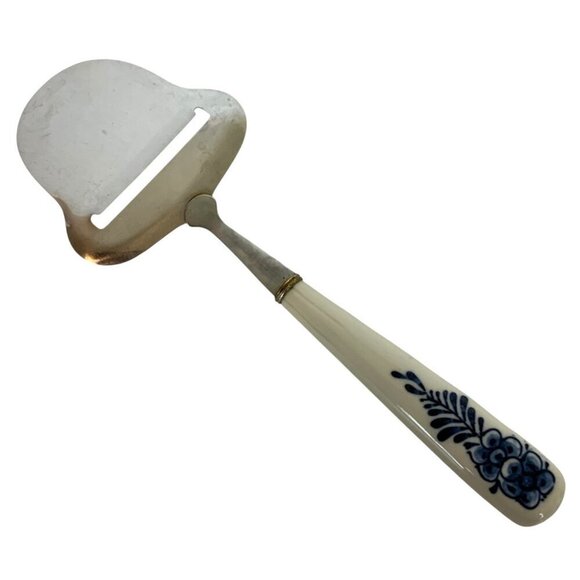 Vintage Elesva Holland Stainless Steel Cheese Slicer Blue & White Ceramic Handle - Picture 2 of 5
